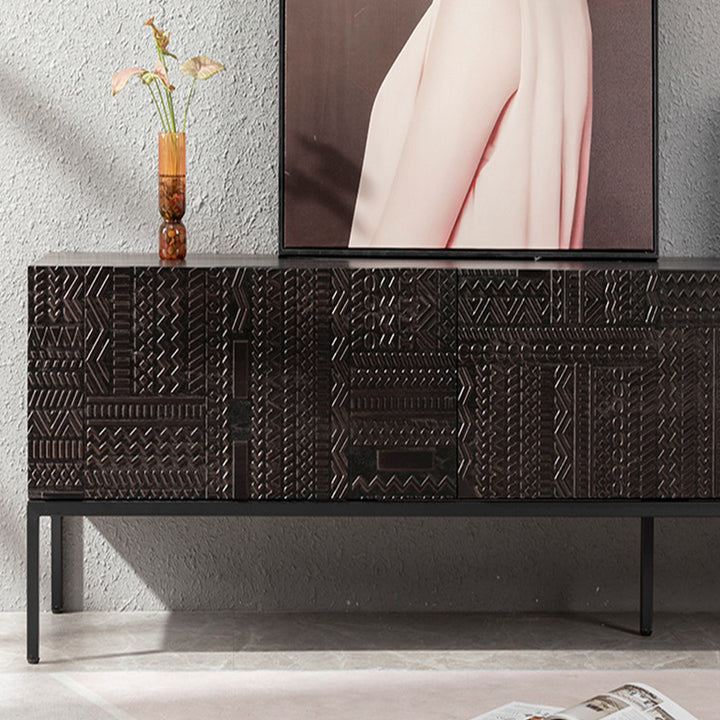 Vintage pine wood tv console toem in still life.