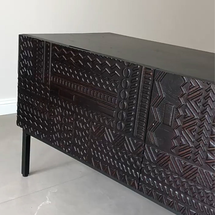 Vintage pine wood tv console toem environmental situation.