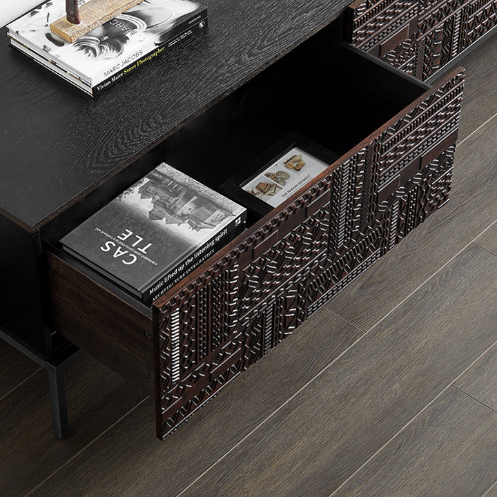Vintage pine wood tv console toem conceptual design.