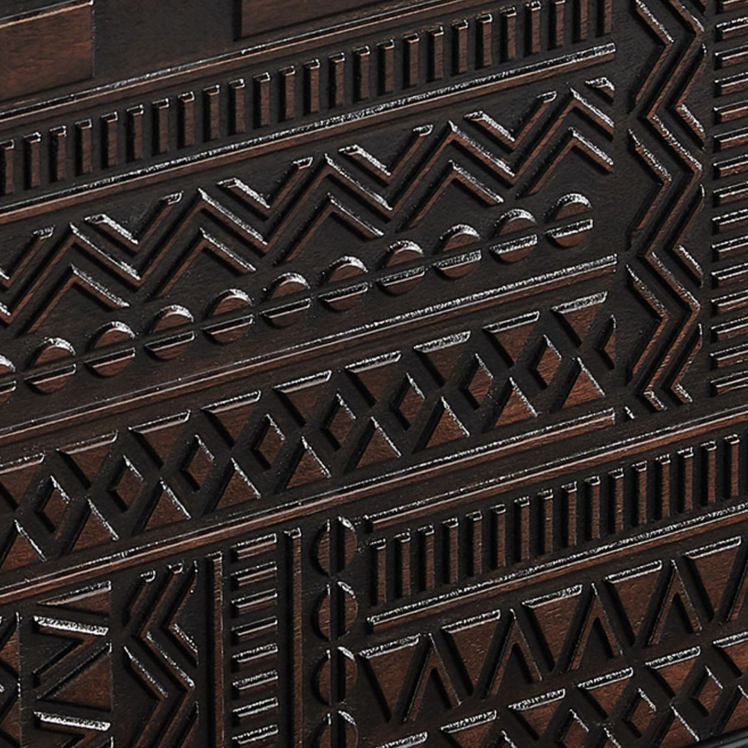 Vintage pine wood tv console toem layered structure.