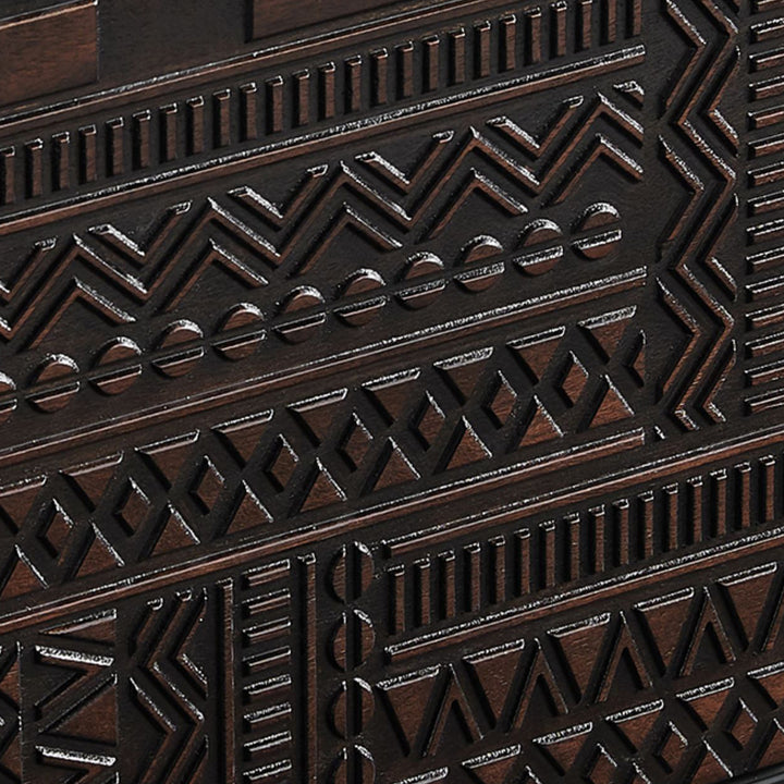 Vintage pine wood tv console toem layered structure.