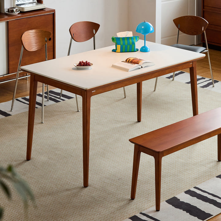 Vintage sintered stone dining table mies in panoramic view.
