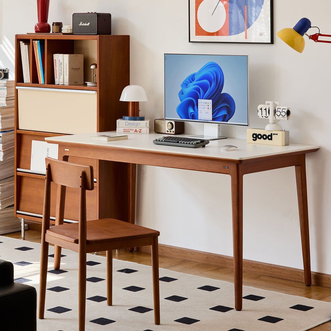Vintage sintered stone dining table mies in details.