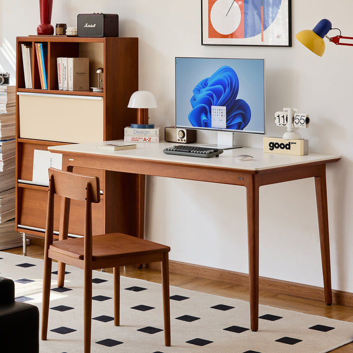 Vintage sintered stone dining table mies in details.