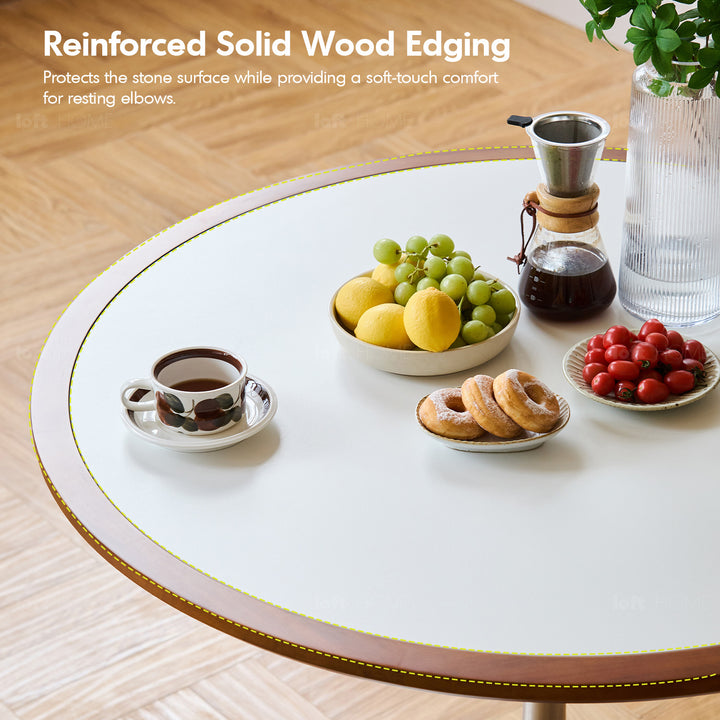 Vintage sintered stone stainless steel round dining table tulip detail 7.