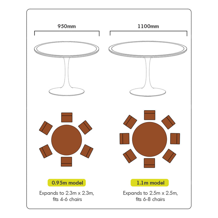 Vintage sintered stone stainless steel round dining table tulip detail 11.