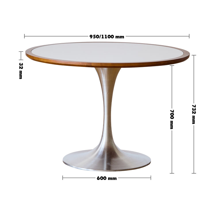 Vintage sintered stone stainless steel round dining table tulip size charts.
