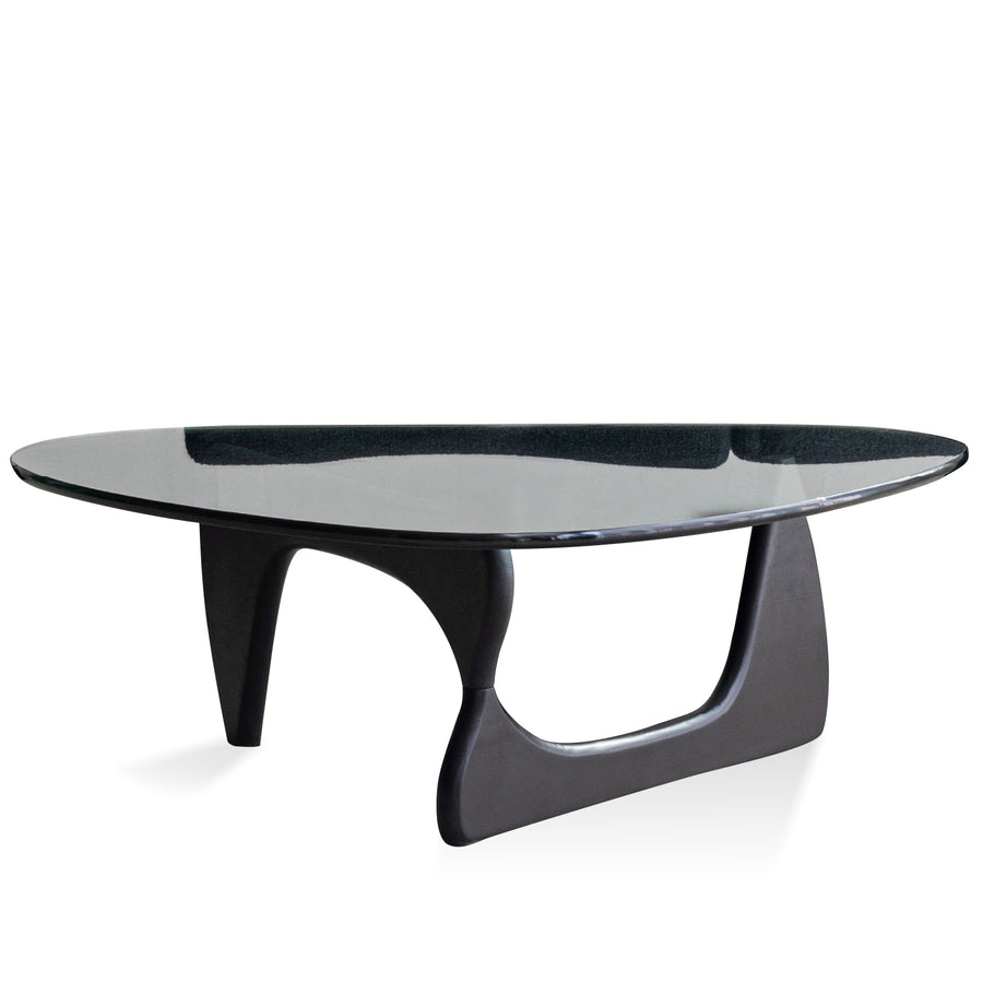 Vintage tempered glass coffee table toem abstract in white background.