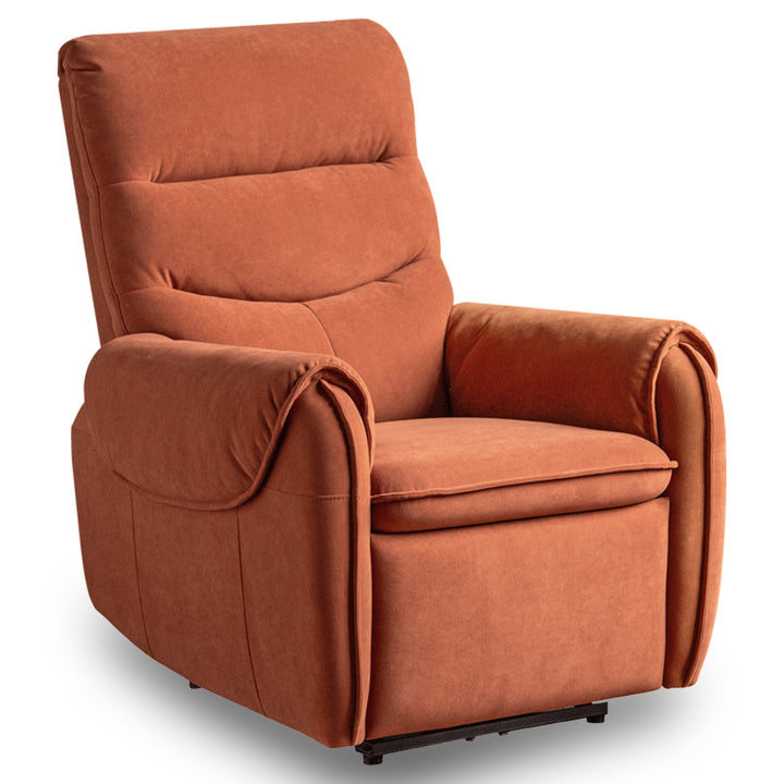 Vintage velvet fabric electric recliner 1 seater sofa ochre primary product view.