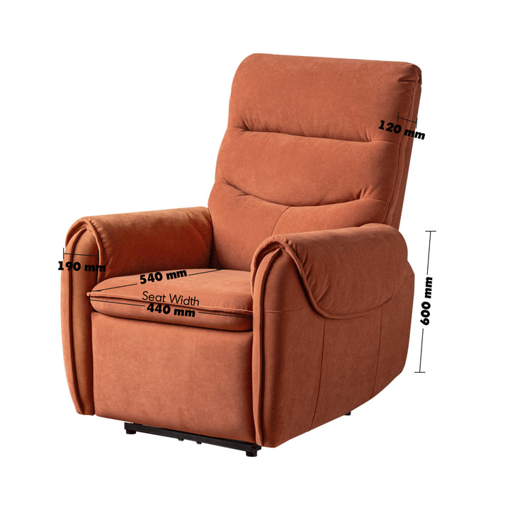 Vintage Velvet Fabric Electric Recliner 1 Seater Sofa OCHRE