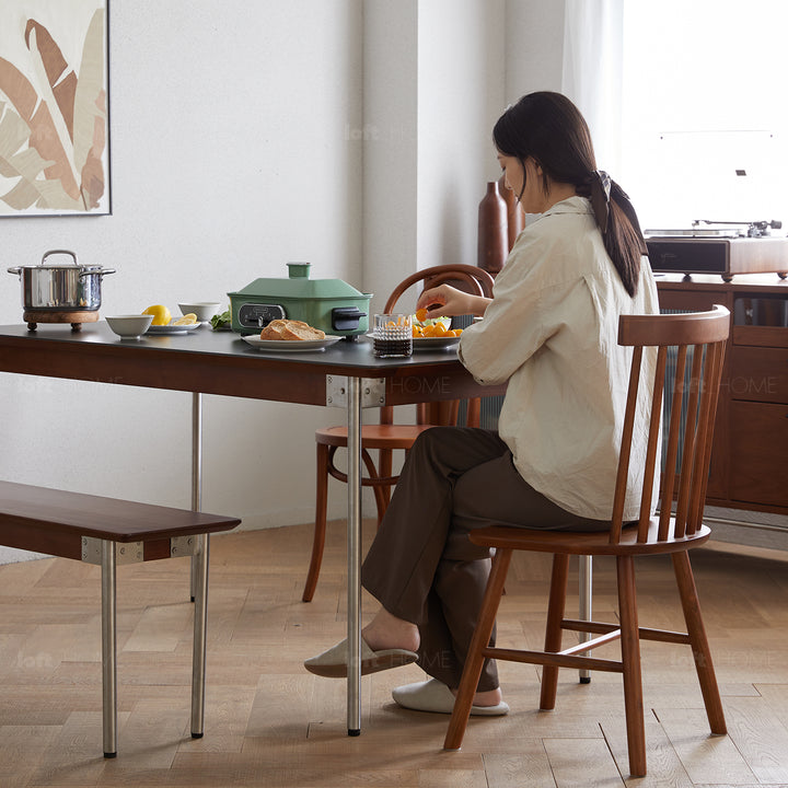 Vintage boxwood dining table season color swatches.