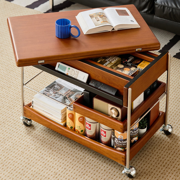 Vintage boxwood extendable coffee table versa layered structure.