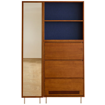 Bauhaus boxwood shoe cabinet season in white background.
