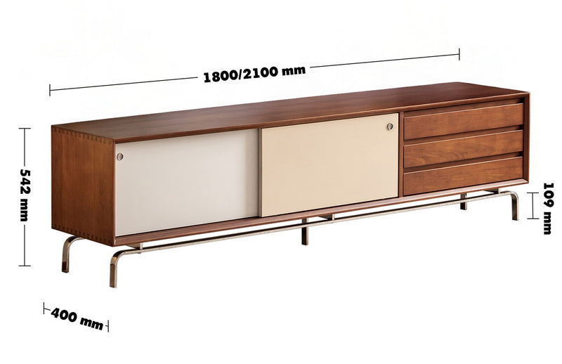 Bauhaus Boxwood Sliding Door TV Console MOONRISE Size Chart
