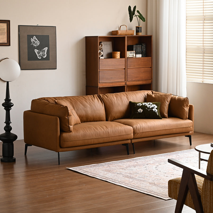 Vintage genuine leather 2 seater sofa bravo primary product view.