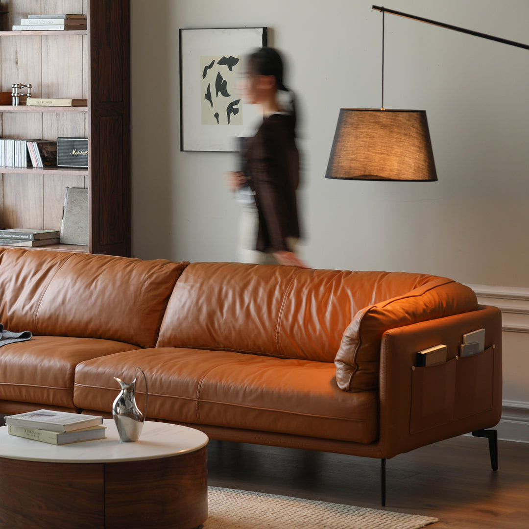 Vintage genuine leather 2 seater sofa bravo in details.