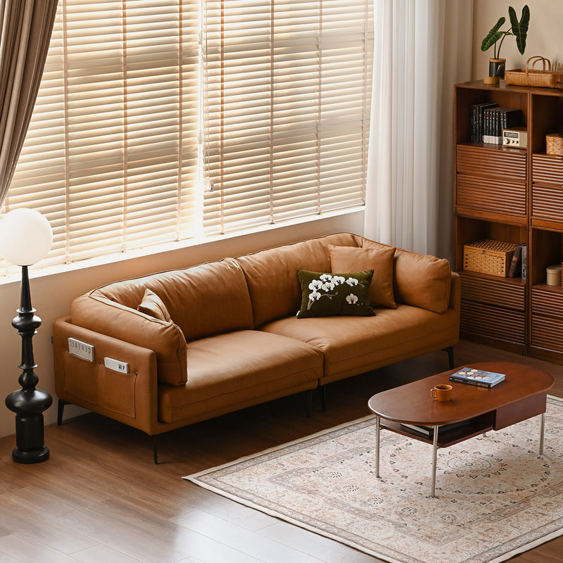Vintage genuine leather 3 seater sofa bravo primary product view.