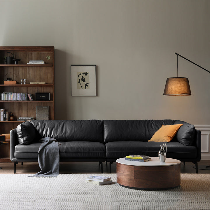 Vintage genuine leather sectional 4 seater sofa bravo layered structure.