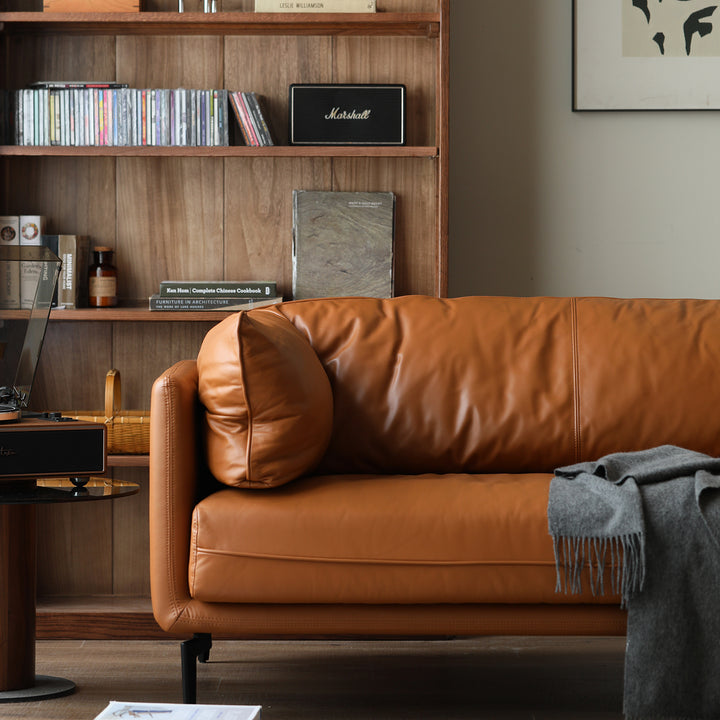 Vintage genuine leather sectional 4 seater sofa bravo with context.