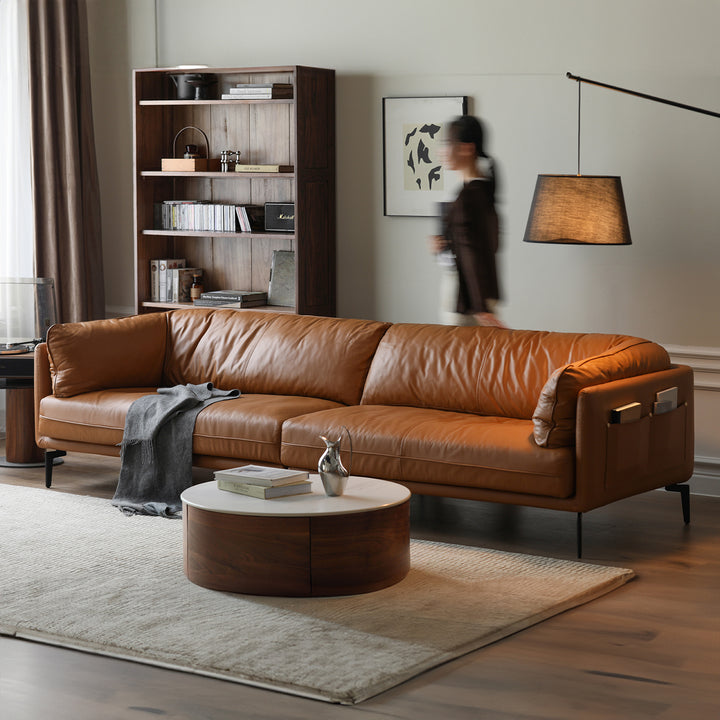 Vintage genuine leather sectional 4 seater sofa bravo in details.