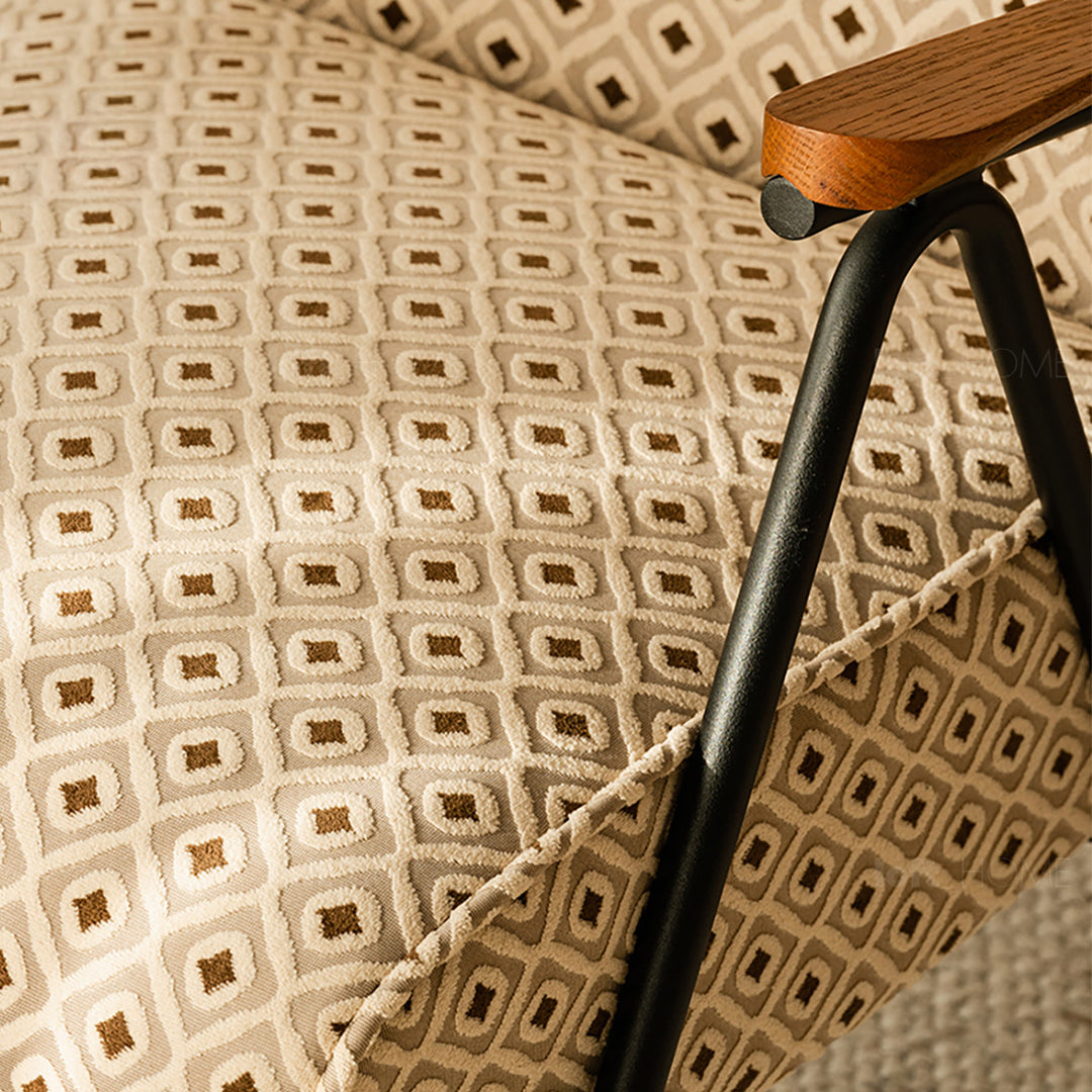 Vintage mixed weave fabric 2 seater sofa wheat color swatches.
