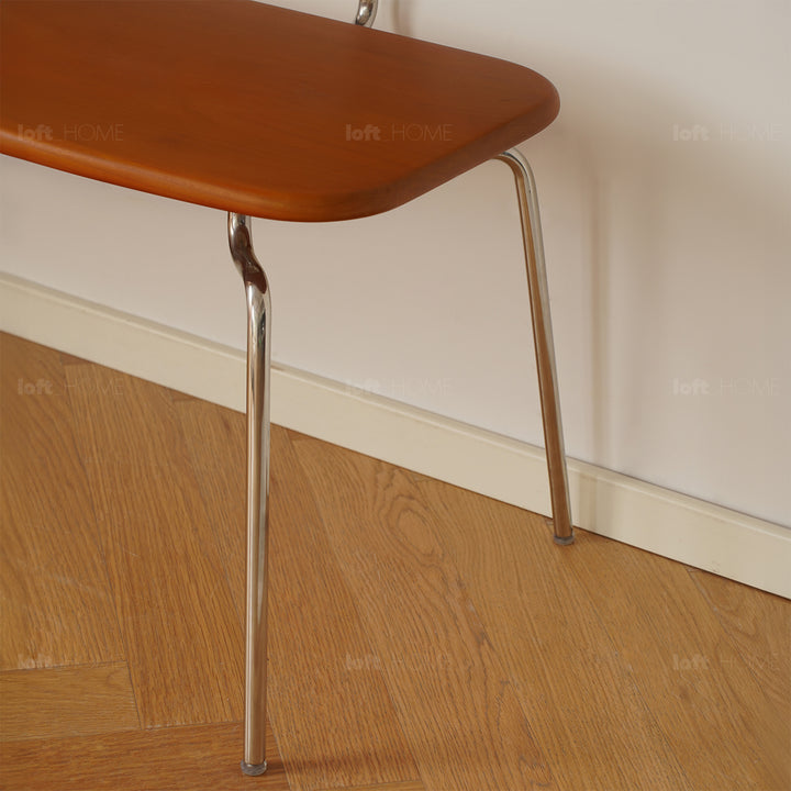 Vintage pu leather dining bench with backrest hera detail 1.