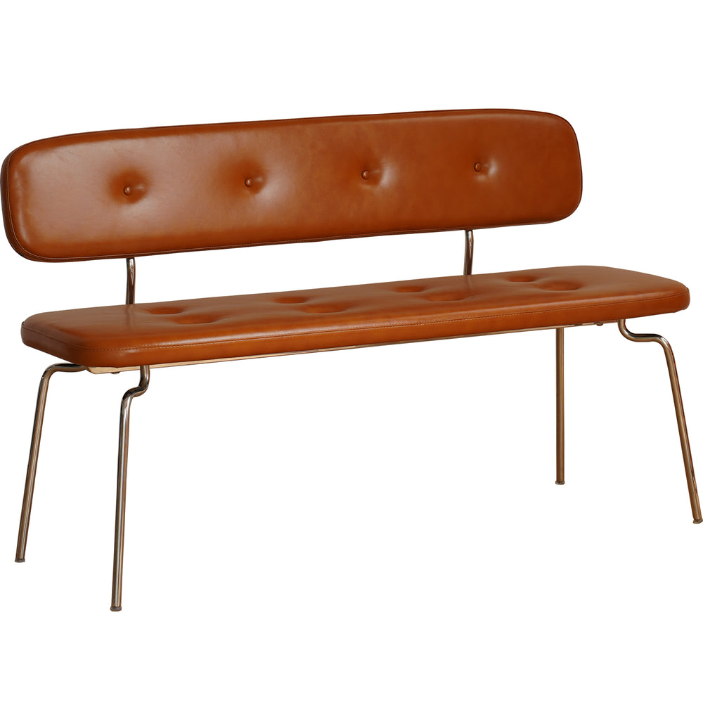 Vintage pu leather dining bench with backrest hera primary product view.