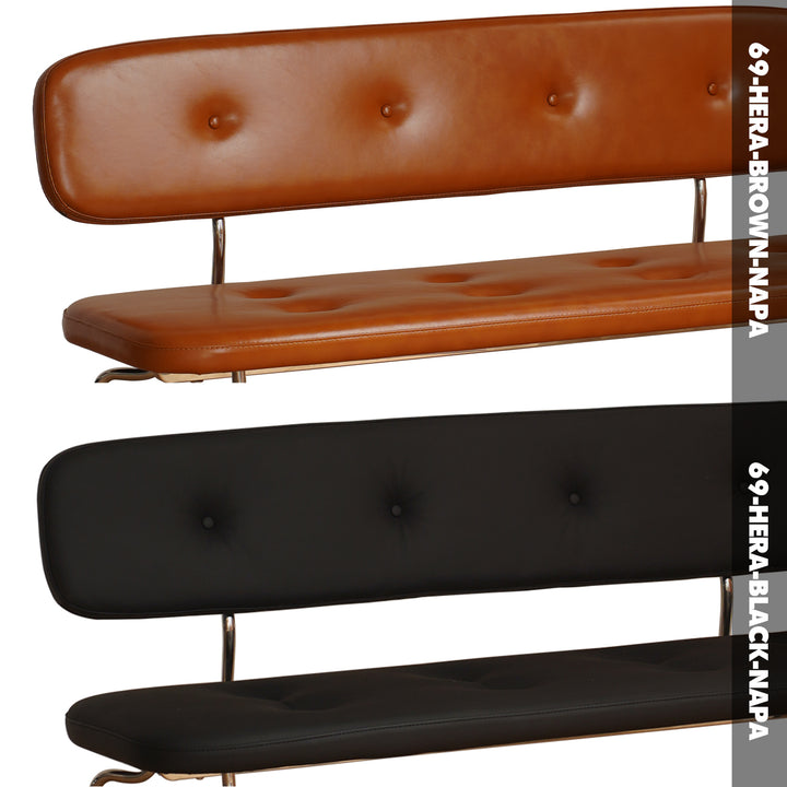 Vintage pu leather dining bench with backrest hera color swatches.