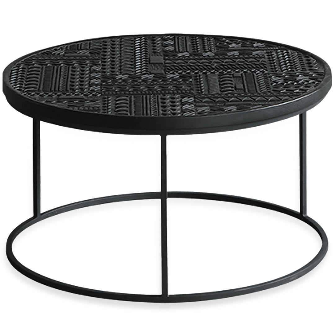 Vintage pine wood coffee table toem overlap layered structure.