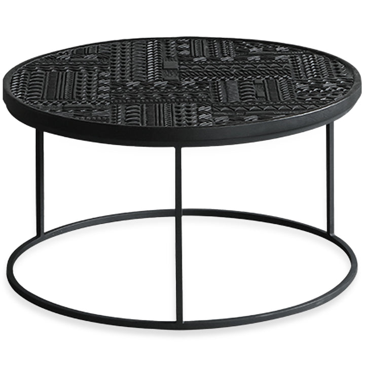 Vintage pine wood coffee table toem overlap layered structure.