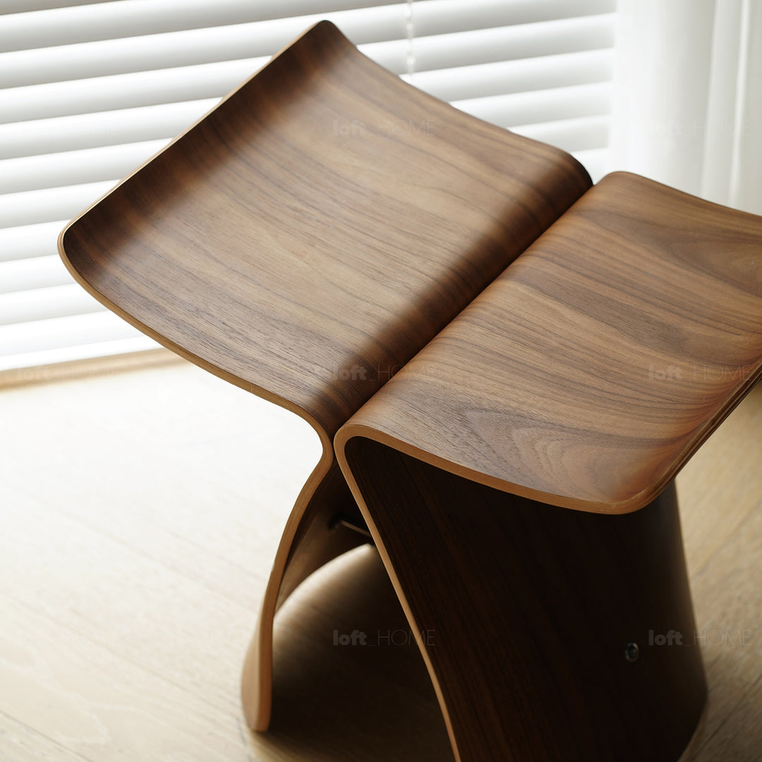 Vintage plywood stool flyer in still life.