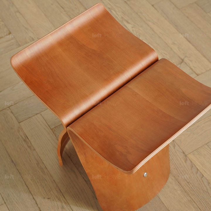 Vintage plywood stool flyer in real life style.