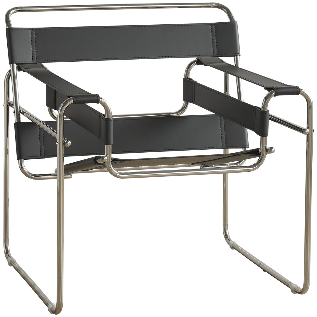 Vintage steel leather sofa chair 1 seater sofa wassily primary product view.