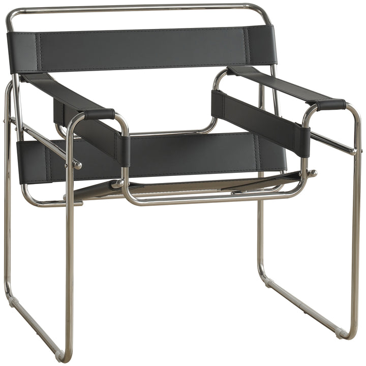 Vintage steel leather sofa chair 1 seater sofa wassily primary product view.