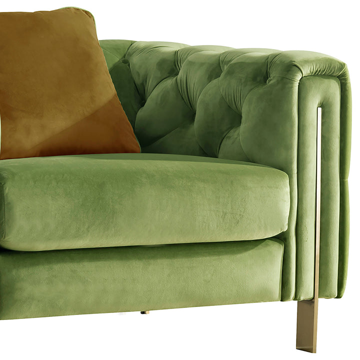 Vintage velvet fabric 1 seater sofa duzzle color swatches.