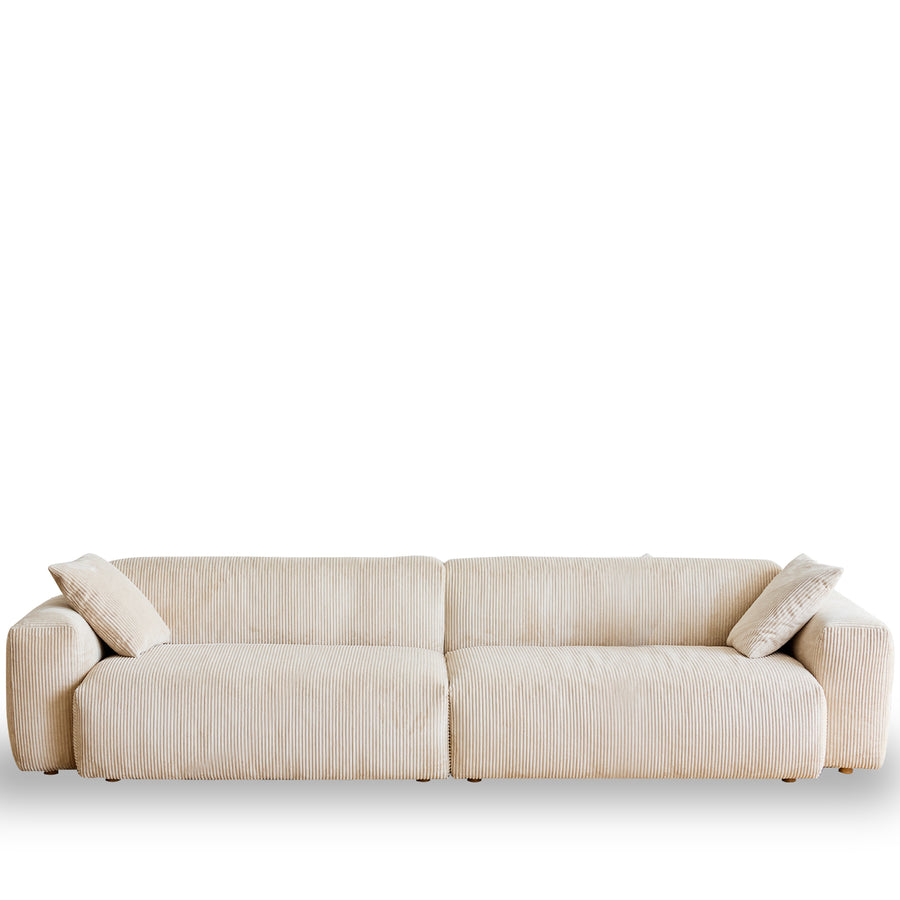 Cream Corduroy Velvet Fabric 4 Seater Sofa SQUARE