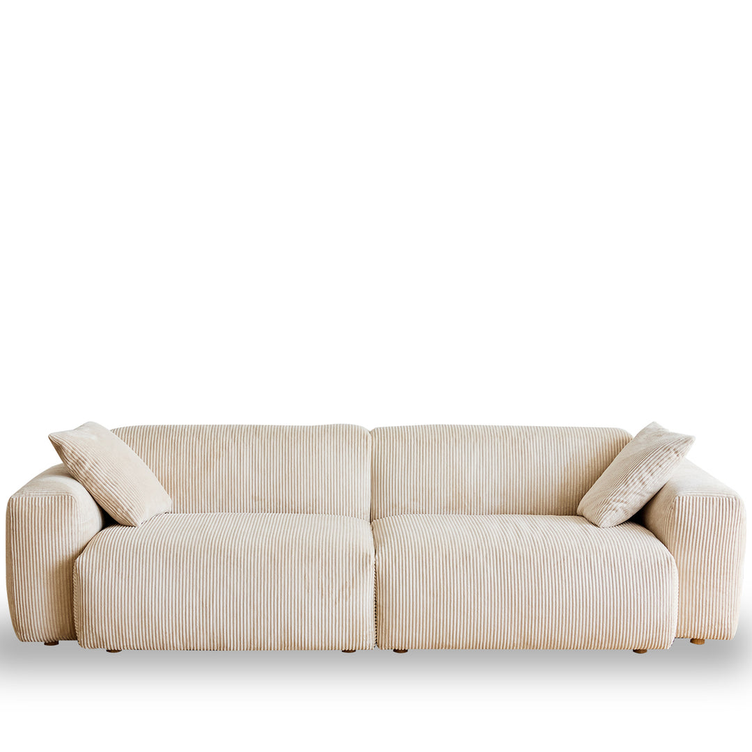 Cream Corduroy Velvet Fabric 3 Seater Sofa SQUARE