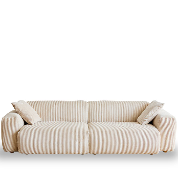 Cream Corduroy Velvet Fabric 3 Seater Sofa SQUARE