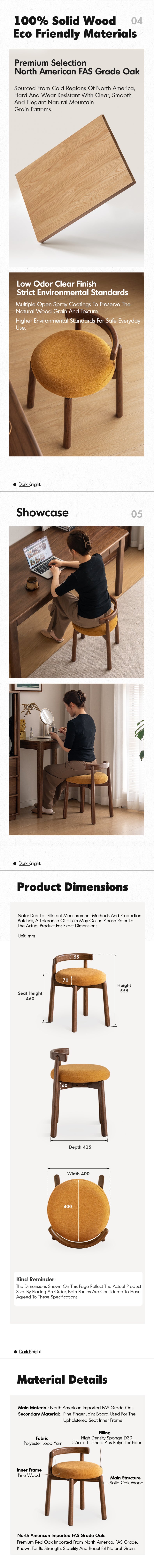 Scandinavian Oak Wood Boucle Fabric Dressing Chair TURNI Good to Know - 2