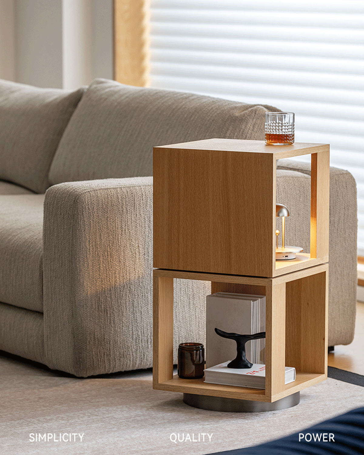 Minimalist Ash Wood Veneer Revolving Side Table AXEL Good to Know - 2