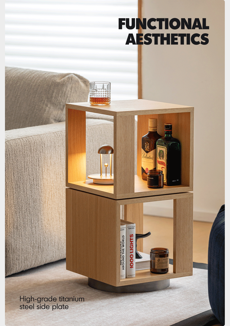 Minimalist Ash Wood Veneer Revolving Side Table AXEL Good to Know - 4