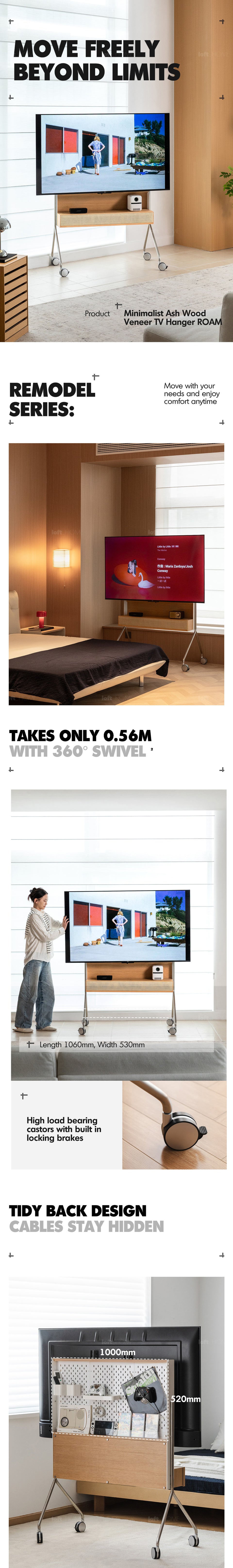 Minimalist Ash Wood Veneer TV Hanger ROAM More Details and Instruction