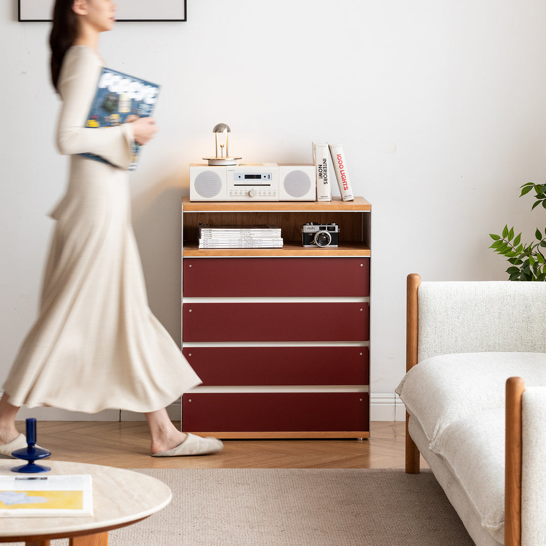 Bauhaus aluminium chest of 5 drawer geometric in real life style.
