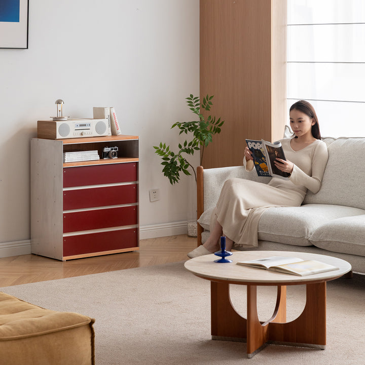Bauhaus aluminium chest of 5 drawer geometric with context.