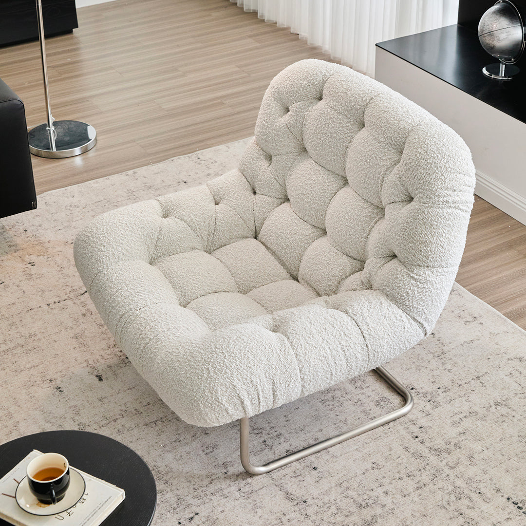 Bauhaus boucle fabric 1 seater sofa emi material variants.