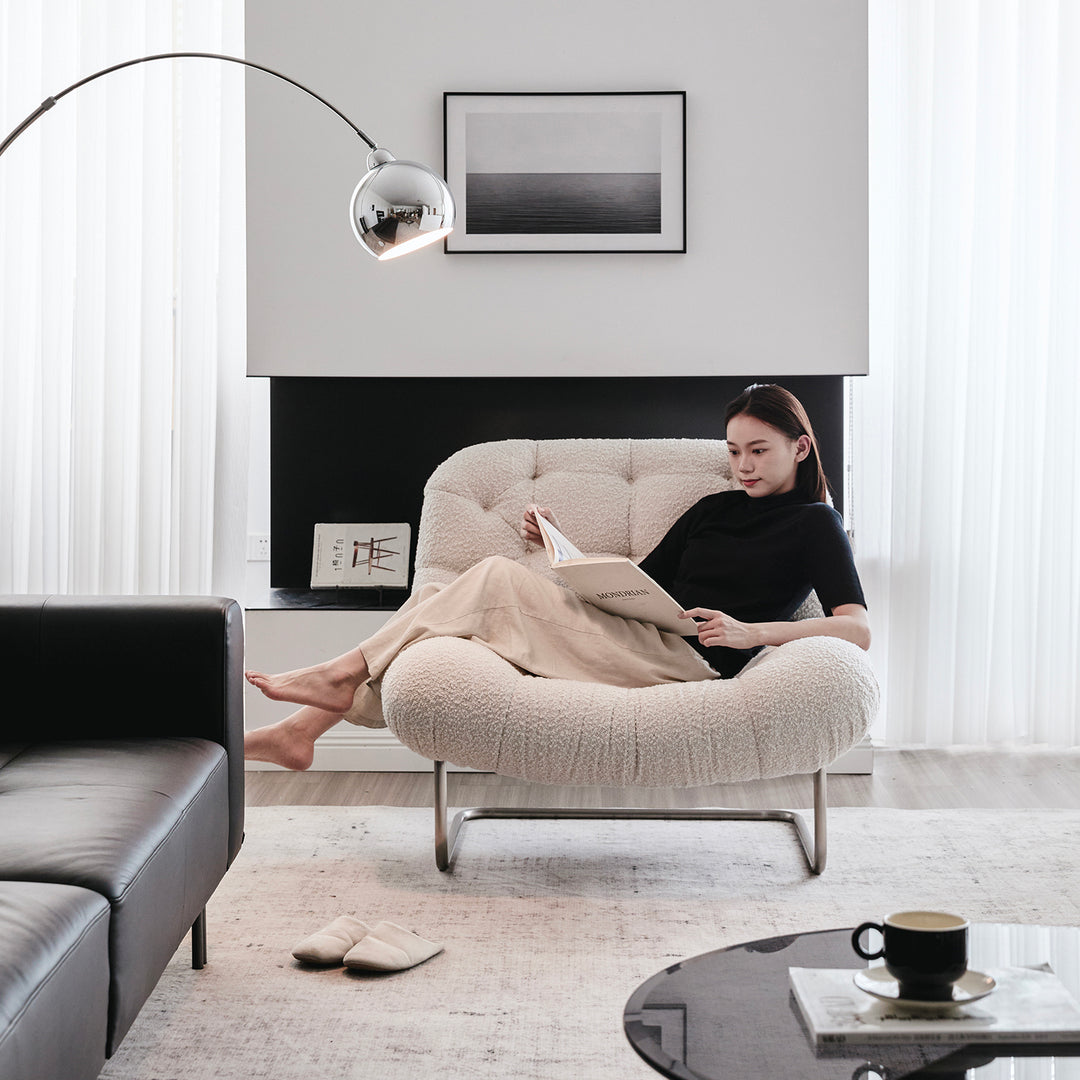 Bauhaus boucle fabric 1 seater sofa emi in real life style.