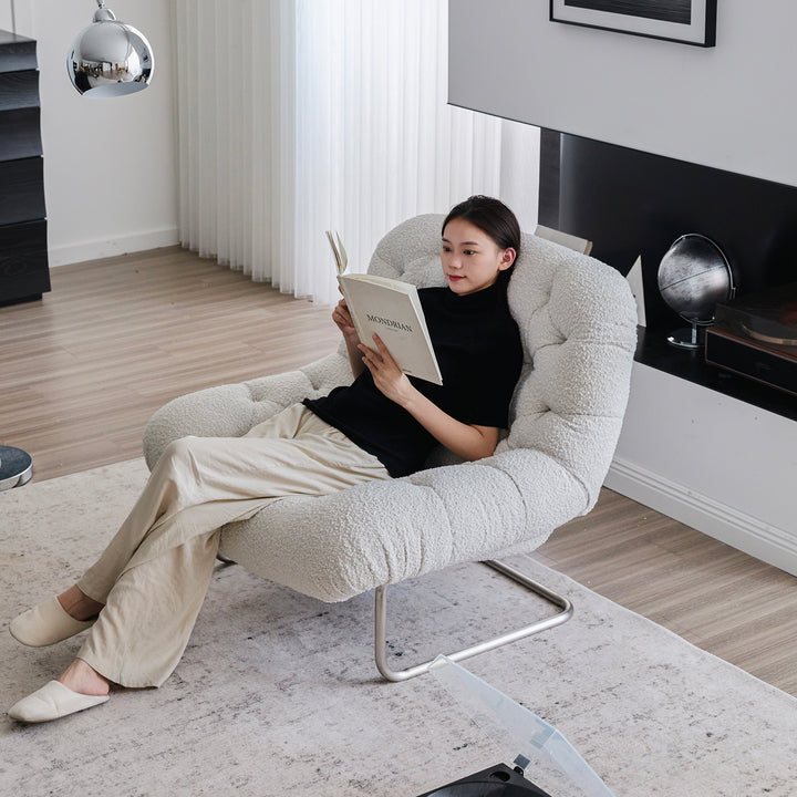 Bauhaus boucle fabric 1 seater sofa emi in details.