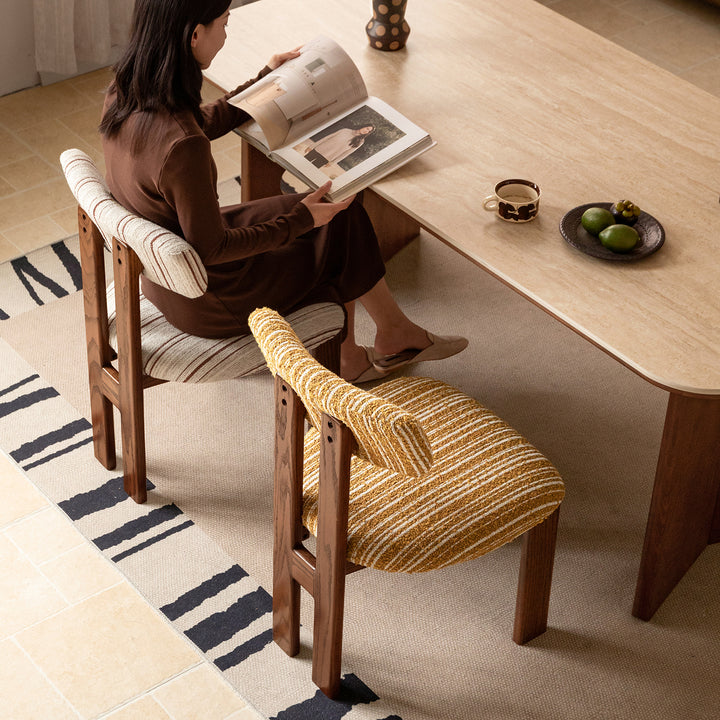 Bauhaus boucle fabric dining chair roma conceptual design.