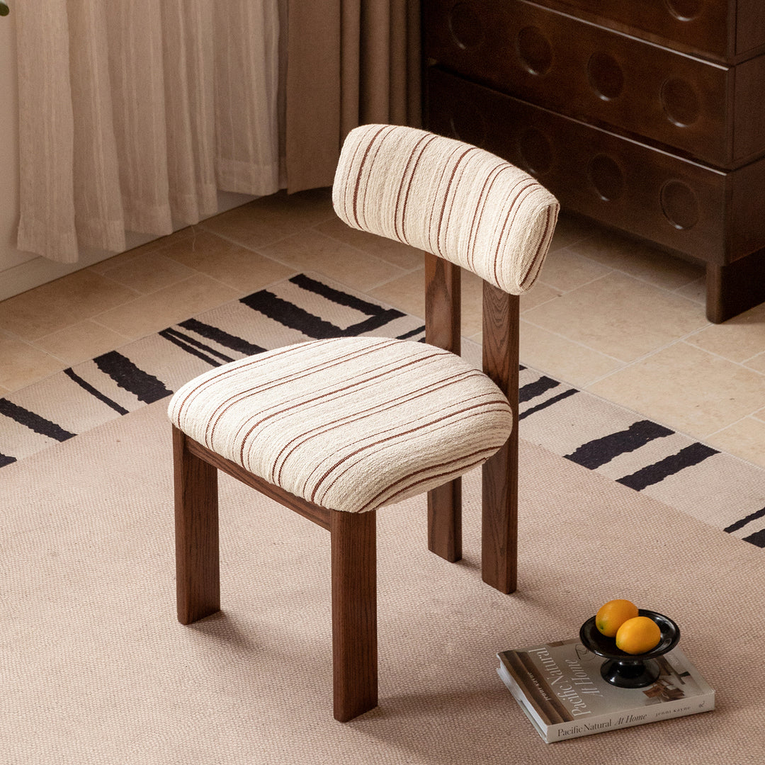 Bauhaus boucle fabric dining chair roma layered structure.