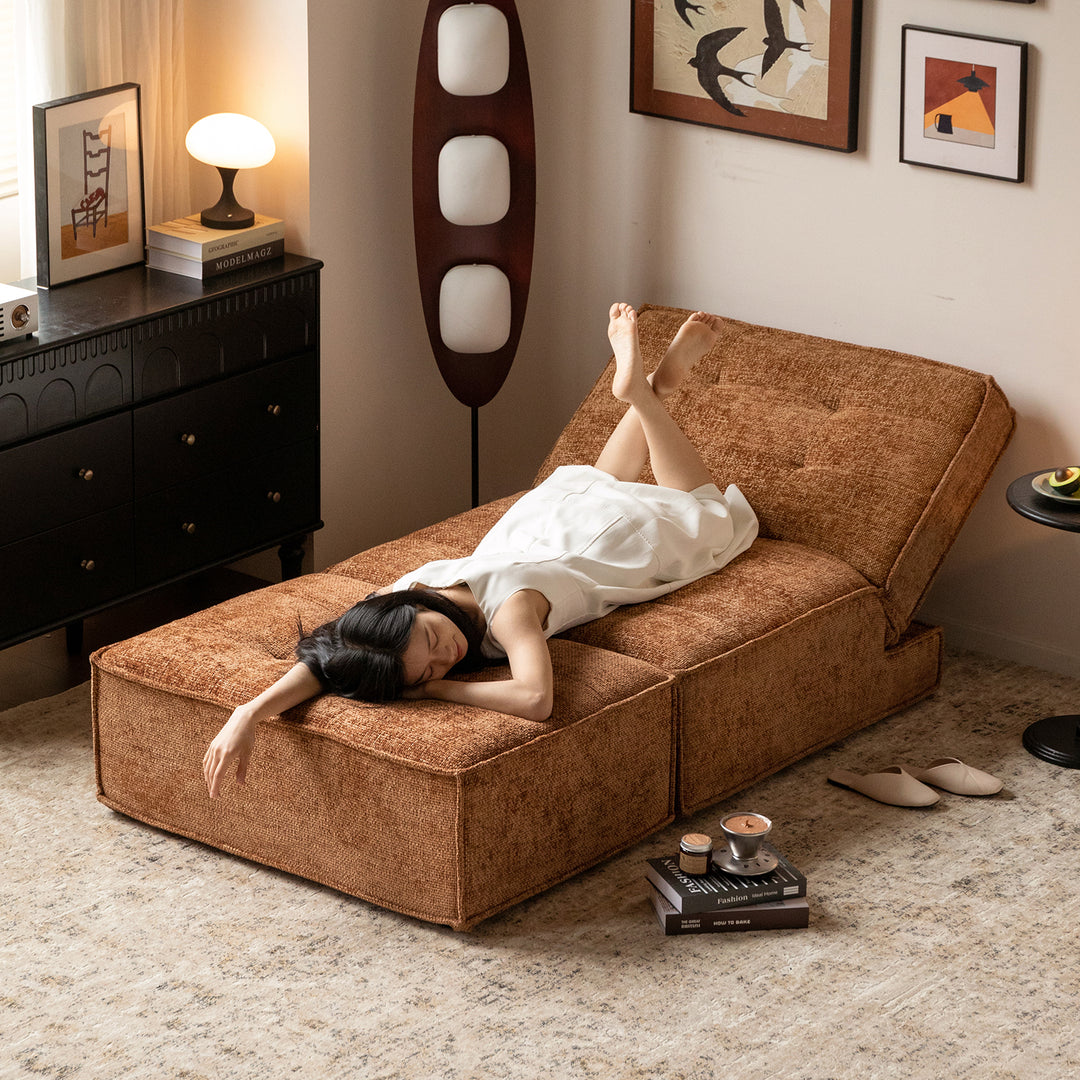 Bauhaus chenille velvet fabric 1 seater sofa bed drift detail 3.